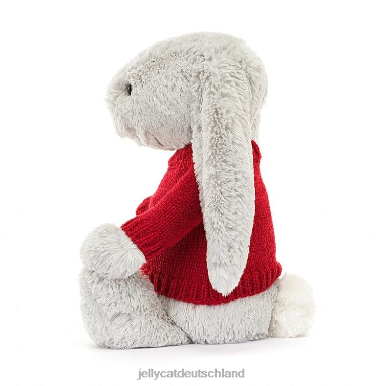 Jellycat schüchterner Hase mit personalisiertem roten Pullover in Silber Spielzeug Z8424245