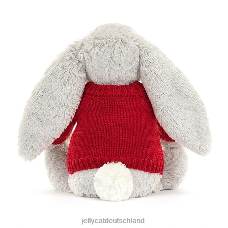 Jellycat schüchterner Hase mit personalisiertem roten Pullover in Silber Spielzeug Z8424245
