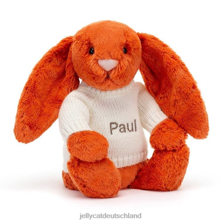 Jellycat schüchterner Mandarinenhase mit personalisiertem cremefarbenen Pullover in Orange Spielzeug Z8424504