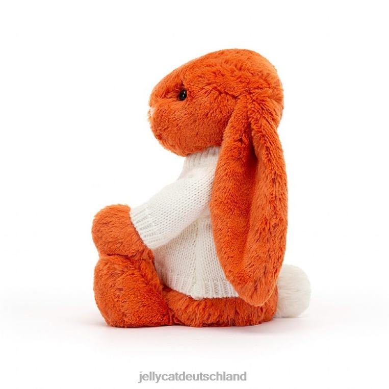 Jellycat schüchterner Mandarinenhase mit personalisiertem cremefarbenen Pullover in Orange Spielzeug Z8424504
