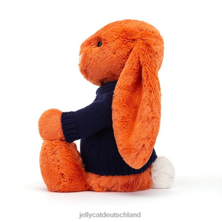 Jellycat schüchterner Mandarinenhase mit personalisiertem marineblauem Pullover in Orange Spielzeug Z8424508