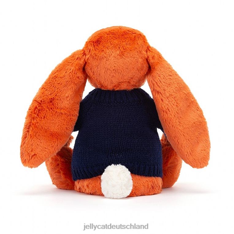 Jellycat schüchterner Mandarinenhase mit personalisiertem marineblauem Pullover in Orange Spielzeug Z8424508