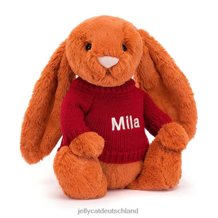 Jellycat schüchterner Mandarinenhase mit personalisiertem roten Pullover in Orange Spielzeug Z8424509