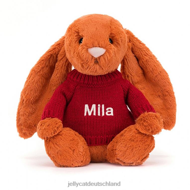 Jellycat schüchterner Mandarinenhase mit personalisiertem roten Pullover in Orange Spielzeug Z8424509