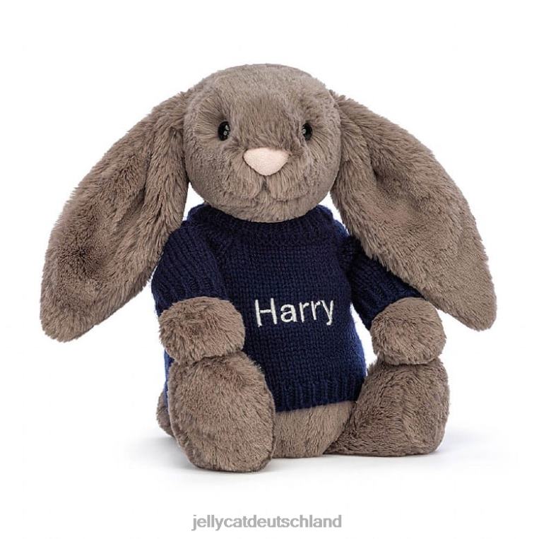 Jellycat schüchterner Trüffelhase mit personalisiertem marineblauem Pullover in Braun Spielzeug Z8424373