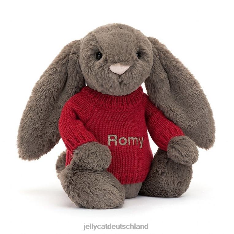 Jellycat schüchterner Trüffelhase mit personalisiertem roten Pullover braun Spielzeug Z8424270