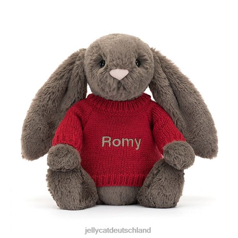 Jellycat schüchterner Trüffelhase mit personalisiertem roten Pullover braun Spielzeug Z8424270