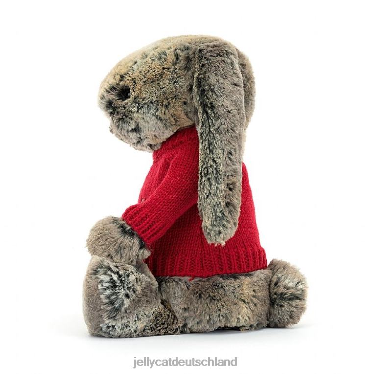 Jellycat schüchterner Waldkaninchenhase mit personalisiertem roten Pullover in Grau Spielzeug Z8424414