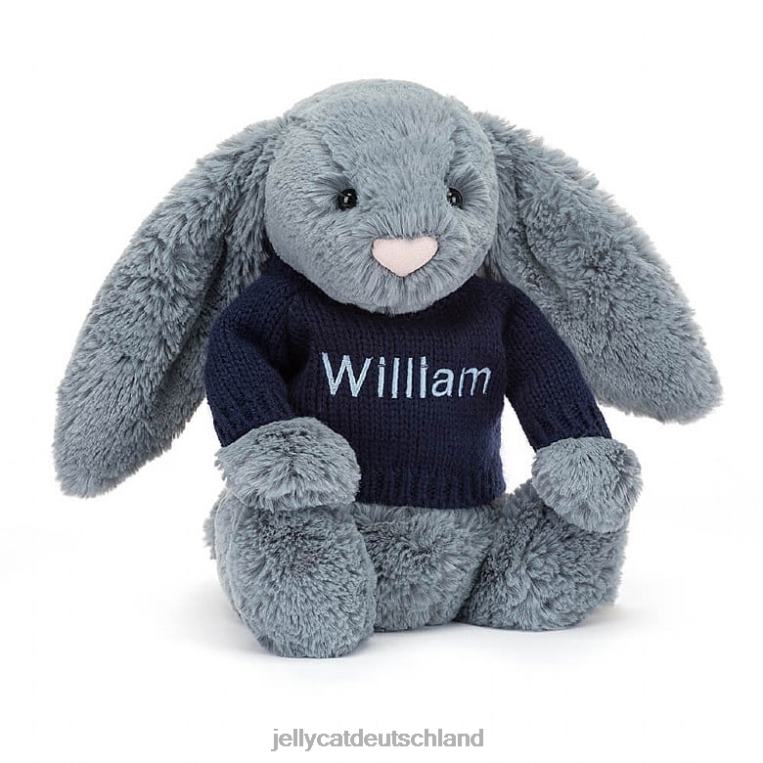 Jellycat schüchterner düsterer Hase mit personalisiertem marineblauem Pullover Spielzeug Z8424244
