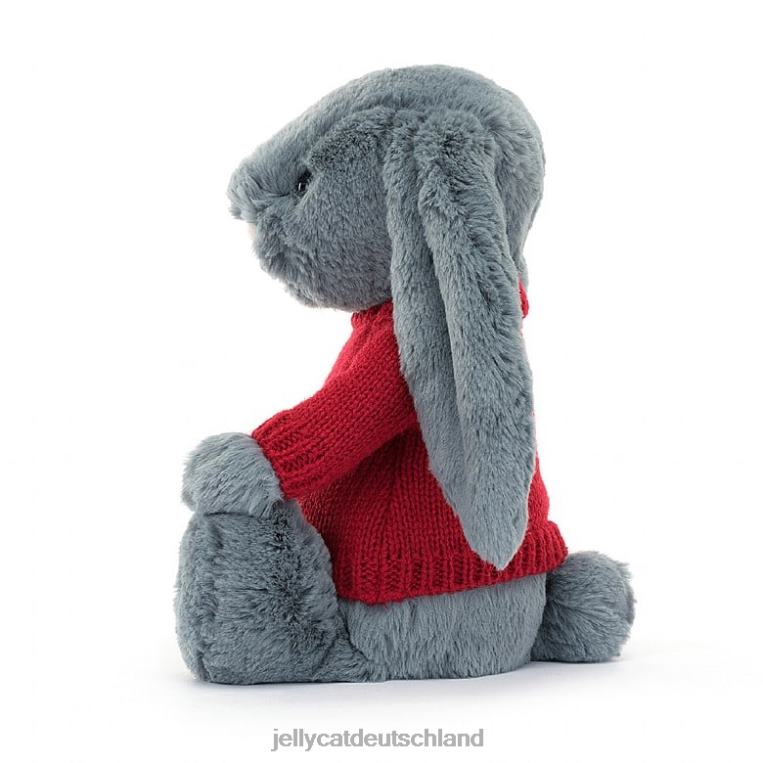 Jellycat schüchterner düsterer Hase mit personalisiertem rotem Pulloverblau Spielzeug Z8424473