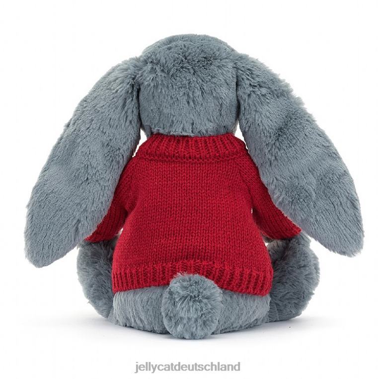 Jellycat schüchterner düsterer Hase mit personalisiertem rotem Pulloverblau Spielzeug Z8424473