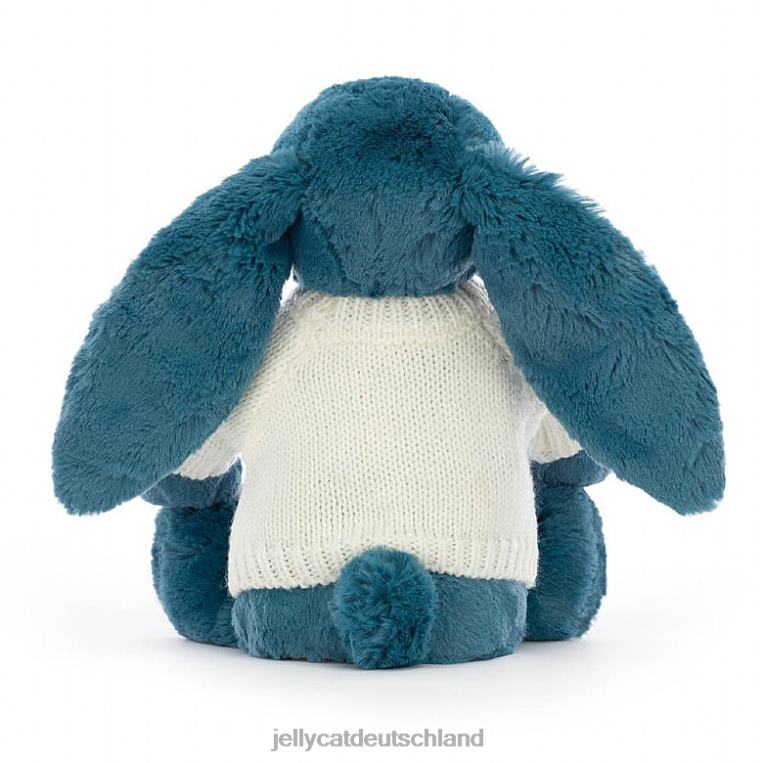Jellycat schüchterner mineralblauer Hase mit personalisiertem cremefarbenen Pullover in Kolbaltblau Spielzeug Z8424330