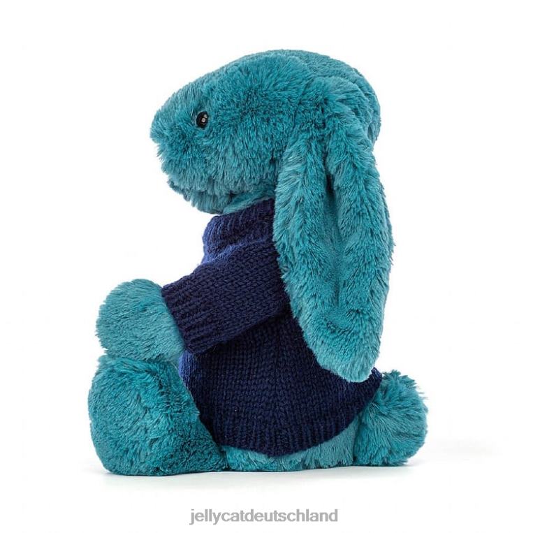 Jellycat schüchterner mineralblauer Hase mit personalisiertem marineblauem Pullover in Kolbaltblau Spielzeug Z8424316