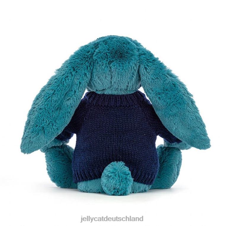 Jellycat schüchterner mineralblauer Hase mit personalisiertem marineblauem Pullover in Kolbaltblau Spielzeug Z8424316