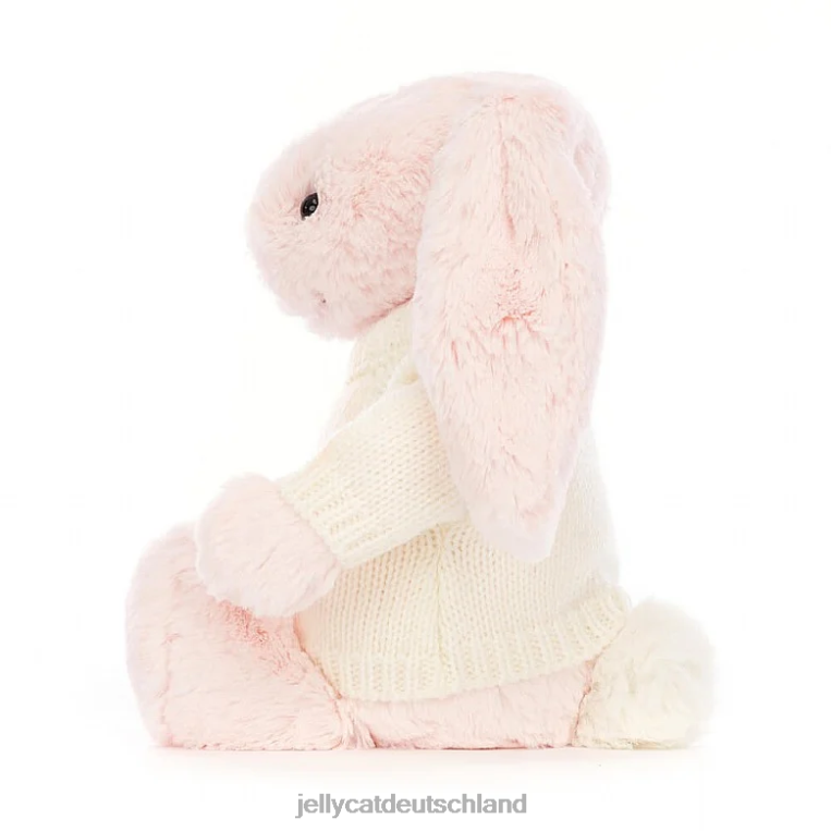 Jellycat schüchterner rosa Hase mit personalisiertem cremefarbenen Pullover in Babyrosa Spielzeug Z8424159
