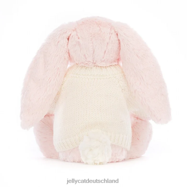 Jellycat schüchterner rosa Hase mit personalisiertem cremefarbenen Pullover in Babyrosa Spielzeug Z8424159
