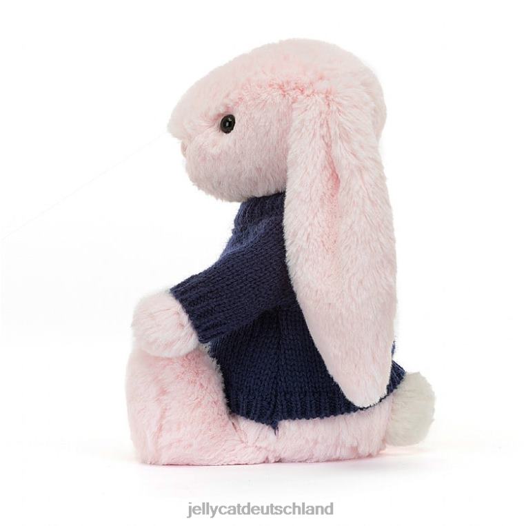 Jellycat schüchterner rosa Hase mit personalisiertem marineblauem Pullover in Babyrosa Spielzeug Z8424398