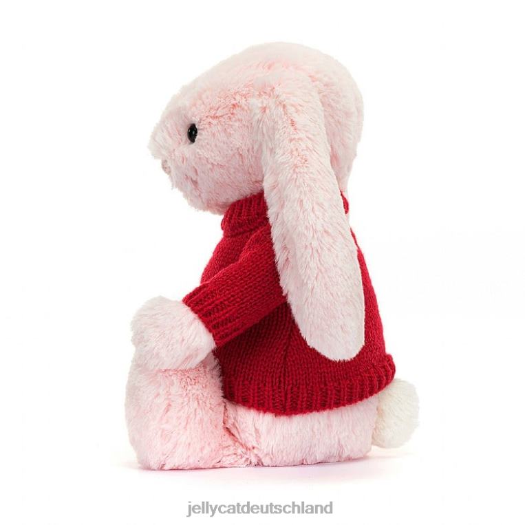 Jellycat schüchterner rosa Hase mit personalisiertem roten Pullover in Babyrosa Spielzeug Z8424172