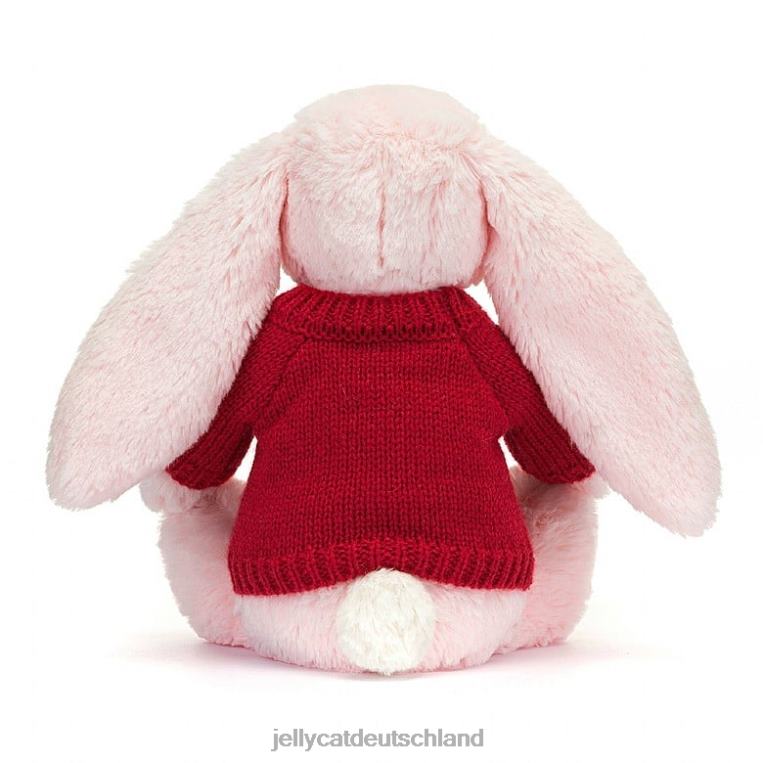 Jellycat schüchterner rosa Hase mit personalisiertem roten Pullover in Babyrosa Spielzeug Z8424172
