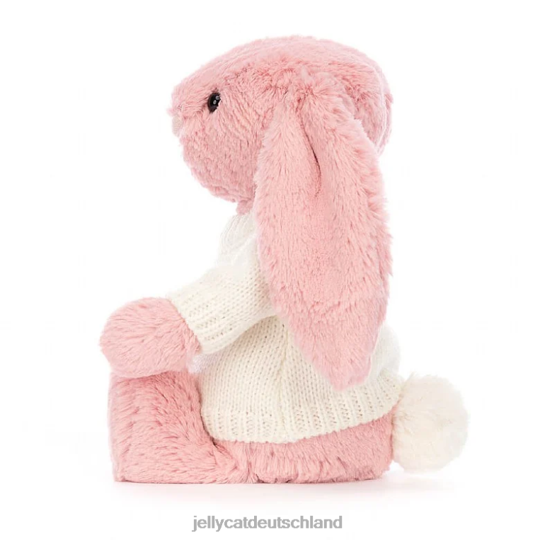 Jellycat schüchternes Blütenblatt-Häschen mit personalisiertem cremefarbenen Pullover in Sorbetrosa Spielzeug Z8424243