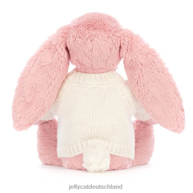 Jellycat schüchternes Blütenblatt-Häschen mit personalisiertem cremefarbenen Pullover in Sorbetrosa Spielzeug Z8424243