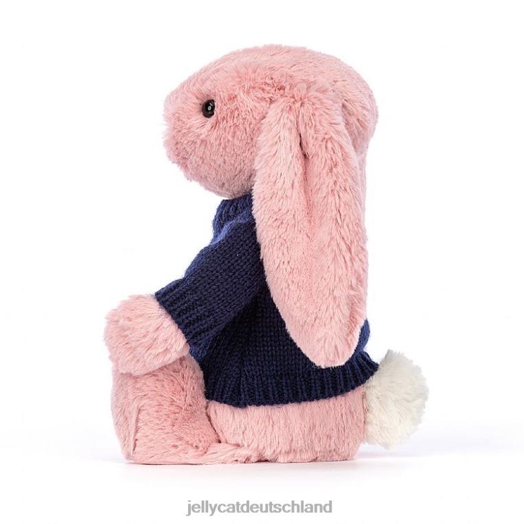 Jellycat schüchternes Blütenblatt-Häschen mit personalisiertem marineblauem Pullover in Sorbetrosa Spielzeug Z8424413