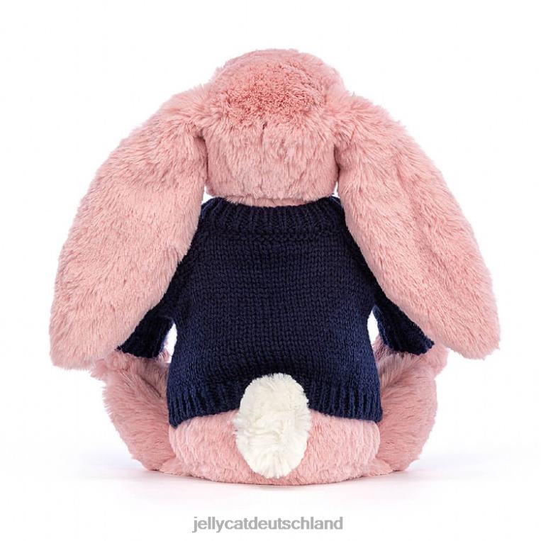 Jellycat schüchternes Blütenblatt-Häschen mit personalisiertem marineblauem Pullover in Sorbetrosa Spielzeug Z8424413