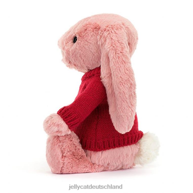 Jellycat schüchternes Blütenblatt-Häschen mit personalisiertem roten Pullover in Sorbetrosa Spielzeug Z8424299