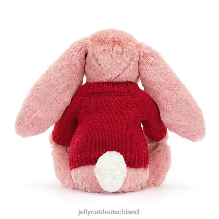 Jellycat schüchternes Blütenblatt-Häschen mit personalisiertem roten Pullover in Sorbetrosa Spielzeug Z8424299
