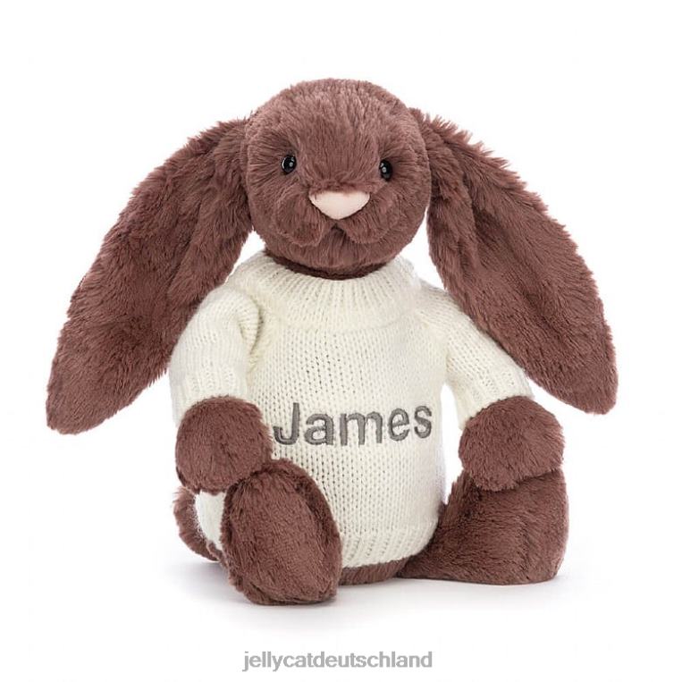 Jellycat schüchternes Fudge-Häschen mit personalisiertem Sahnepullover aus Schokolade Spielzeug Z8424513
