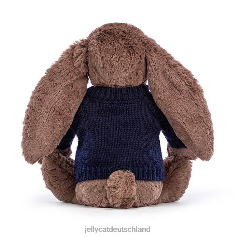 Jellycat schüchternes Fudge-Häschen mit personalisiertem marineblauem Pullover in Schokoladenbraun Spielzeug Z8424522