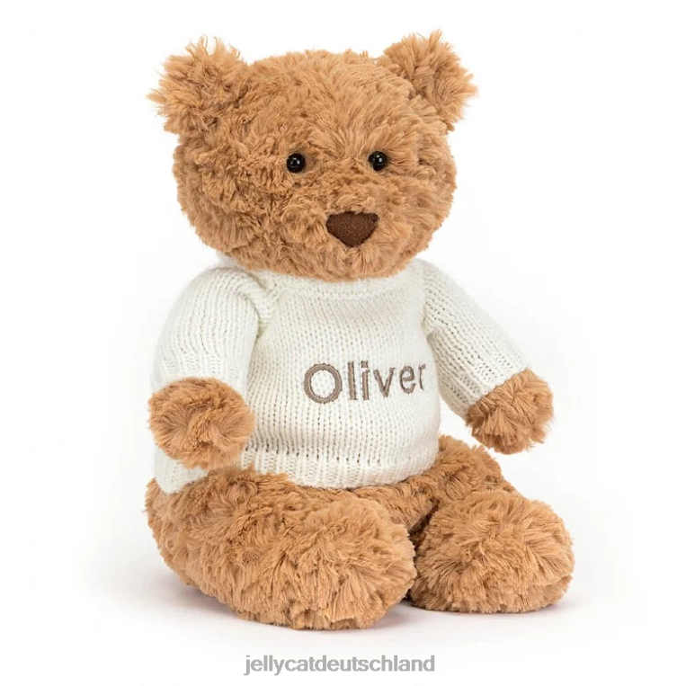 Jellycat Bartholomäusbär mit personalisiertem cremefarbenen Pullover braun Spielzeug Z842489