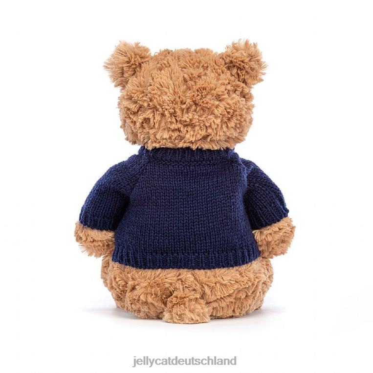 Jellycat Bartholomäusbär mit personalisiertem marineblauem Pullover braun Spielzeug Z8424104