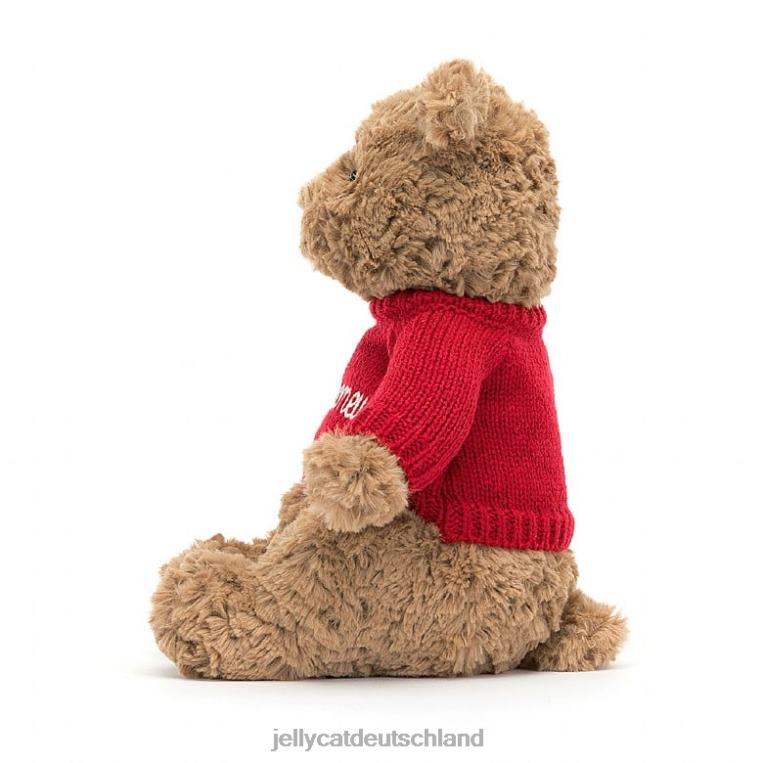 Jellycat Bartholomäusbär mit personalisiertem roten Pullover braun Spielzeug Z8424140