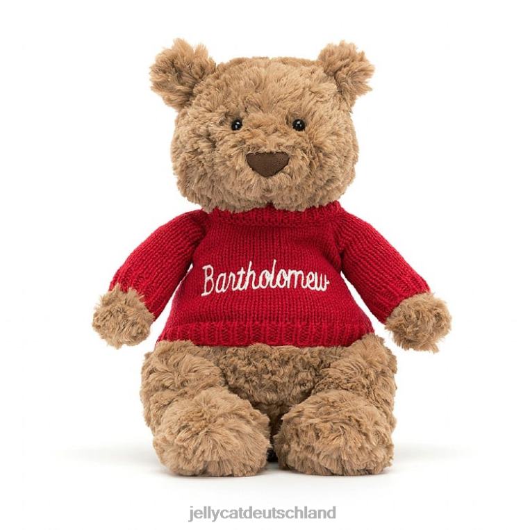 Jellycat Bartholomäusbär mit personalisiertem roten Pullover braun Spielzeug Z8424140