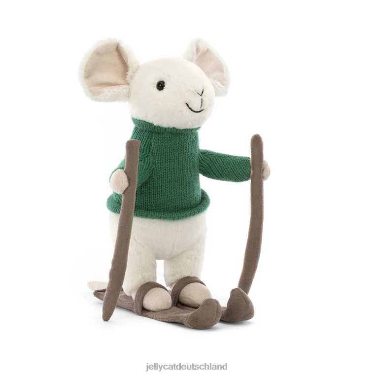 Jellycat Fröhliche Maus beim Skifahren grün Spielzeug Z8424233