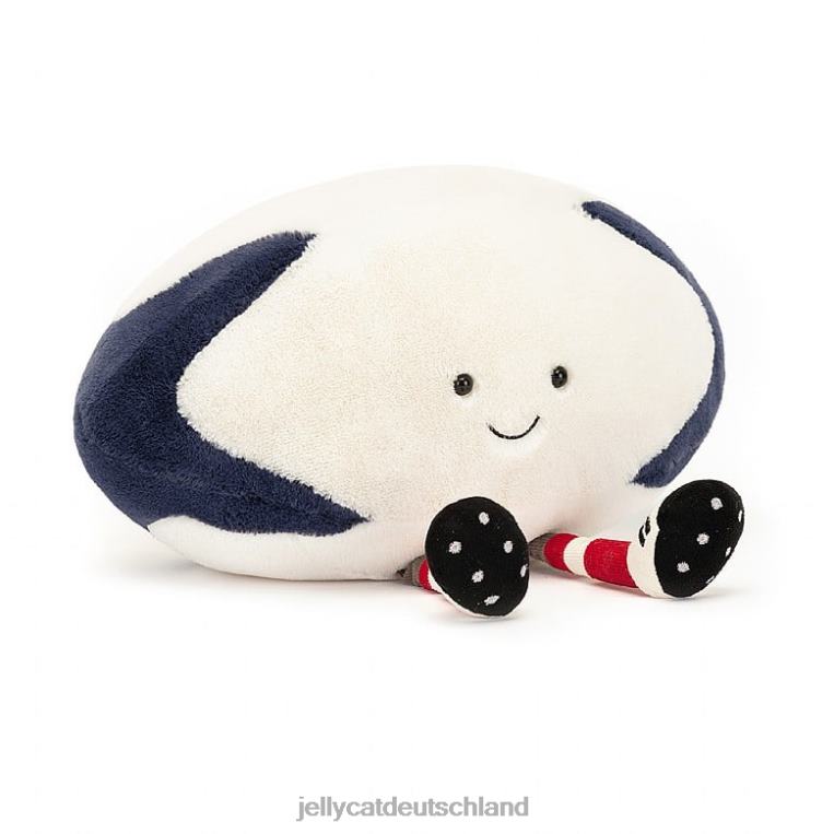 Jellycat Amüsanter Sport-Rugbyball in Blau und Creme Spielzeug Z8424148